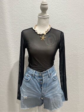Levi's Light Blue Distressed High-Waist Denim Jean Shorts ( top not included)